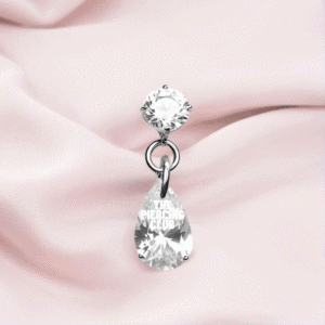 Joya hanger gota cristal blanco deluxe / Helix piercing, titanio grado implante