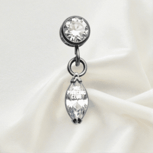 Joya hanger doble cristal blanco bezel / Helix piercing, titanio grado implante