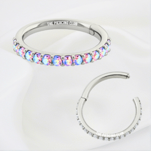 Aro, argolla cristal aurora boreal deluxe / Nostril piercing, titanio grado implante