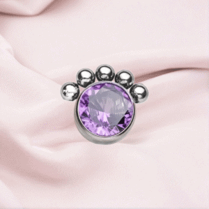 Joya queen ball con cristal purpura deluxe / Helix piercing, titanio grado implante