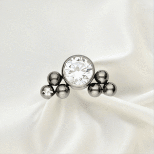 Joya sixball con cristal blanco deluxe / Helix piercing, titanio grado implante
