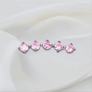 Joya cluster crecent de cristal rosado deluxe / Helix piercing, titanio grado implante