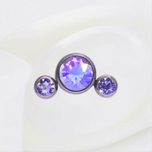 Joya neptuno ópalo y cristal amatista bezel / Helix piercing, titanio grado implante