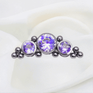 Joya solstice cristal morado bezel / Helix piercing, titanio grado implante
