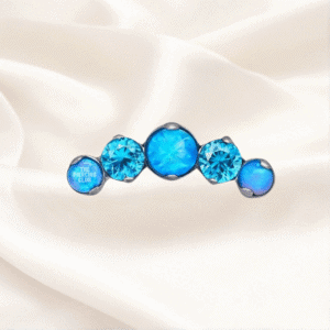Joya cluster de ópalo y cristal azul deluxe / Helix piercing, titanio grado implante