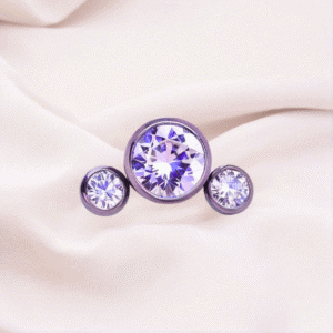 Joya neptuno cristal morado bezel / Helix piercing, titanio grado implante