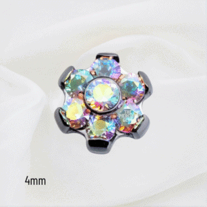 Joya micro hexaflor cristal aurora boreal deluxe / Helix piercing, titanio grado implante