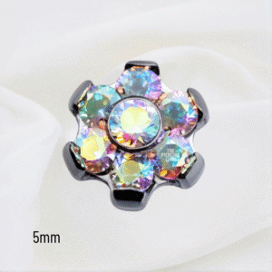 Joya mini hexaflor cristal aurora boreal deluxe / Helix piercing, titanio grado implante