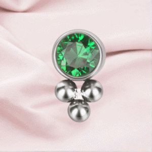 Joya triball con cristal verde esmeralda deluxe / Helix piercing, titanio grado implante