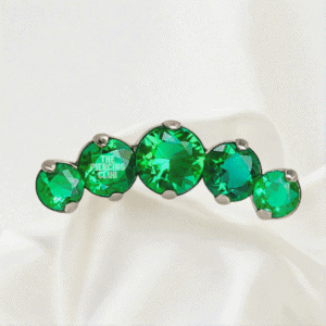 Joya cluster de cristal verde deluxe / Helix piercing, titanio grado implante