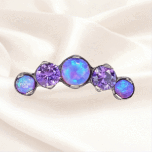 Joya cluster de ópalo y cristal purpura deluxe / Helix piercing, titanio grado implante