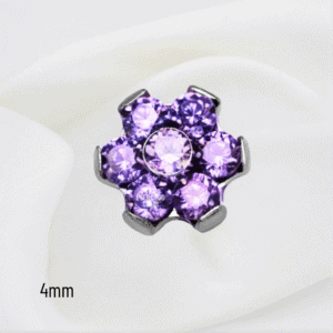 Joya micro hexaflor cristal purpura deluxe / Helix piercing, titanio grado implante