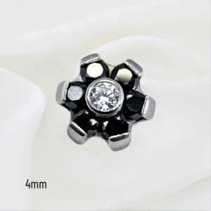 Joya micro hexaflor cristal negro deluxe / Helix piercing, titanio grado implante