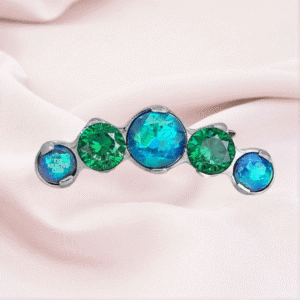 Joya cluster de ópalo y cristal verde deluxe / Helix piercing, titanio grado implante