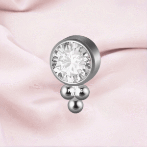 Joya triball con cristal blanco deluxe / Helix piercing, titanio grado implante