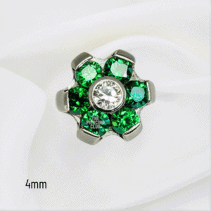 Joya micro hexaflor cristal verde esmeralda deluxe / Helix piercing, titanio grado implante