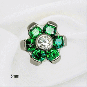 Joya mini hexaflor cristal verde esmeralda deluxe / Helix piercing, titanio grado implante