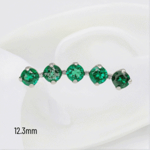 Joya cluster crecent de cristal verde deluxe / Helix piercing, titanio grado implante
