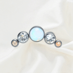 Joya cluster de opalo y cristal blanco bezel / Helix piercing, titanio grado implante