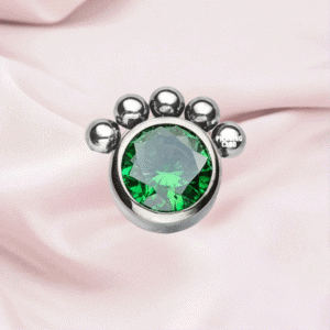 Joya queen ball con cristal verde esmeralda deluxe / Helix piercing, titanio grado implante