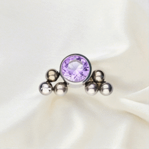 Joya sixball con cristal purpura deluxe / Helix piercing, titanio grado implante