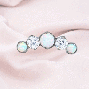 Joya cluster de ópalo y cristal blanco deluxe / Helix piercing, titanio grado implante
