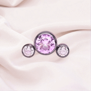 Joya neptuno cristal rosado bezel / Helix piercing, titanio grado implante