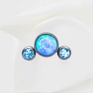 Joya neptuno ópalo y cristal aguamarina bezel / Helix piercing, titanio grado implante