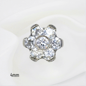 Joya micro hexaflor cristal blanco deluxe / Helix piercing, titanio grado implante