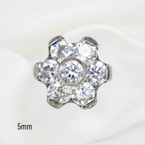 Joya mini hexaflor cristal blanco deluxe / Helix piercing, titanio grado implante