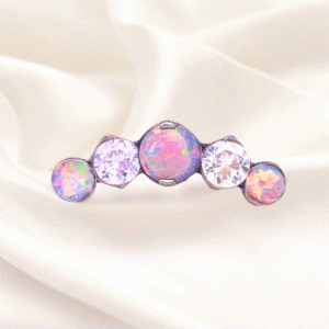Joya cluster de ópalo y cristal amatista deluxe / Helix piercing, titanio grado implante