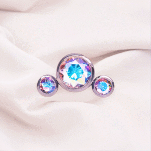 Joya neptuno cristal aurora boreal bezel / Helix piercing, titanio grado implante