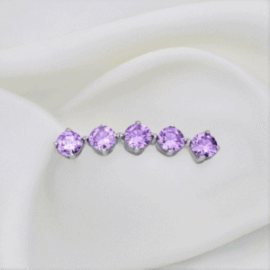 Joya cluster crecent de cristal morado deluxe / Helix piercing, titanio grado implante