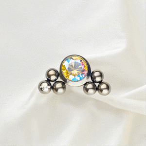 Joya sixball con cristal aurora boreal deluxe / Helix piercing, titanio grado implante