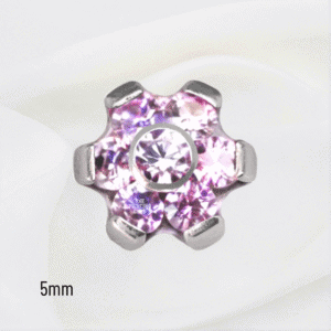 Joya mini hexaflor cristal rosado deluxe / Helix piercing, titanio grado implante