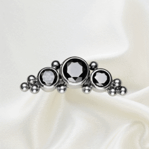 Joya solstice cristal negro bezel / Helix piercing, titanio grado implante