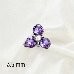Joya mini trilogy cristal púrpura deluxe / Helix piercing, titanio grado implante