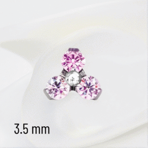 Joya mini trilogy cristal rosado deluxe / Helix piercing, titanio grado implante