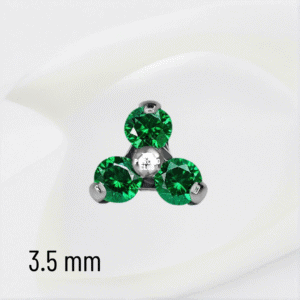 Joya mini trilogy cristal verde esmeralda deluxe / Helix piercing, titanio grado implante