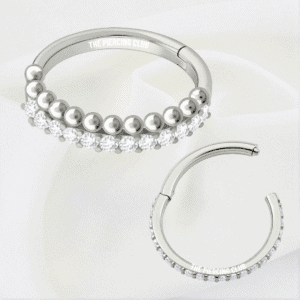 Aro, argolla astral cristal blanco deluxe / Helix, Conch, Lóbulo piercing, titanio grado implante