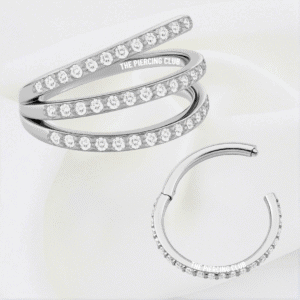 Aro, argolla triple cristal deluxe separado / Helix, Conch, Lóbulo piercing, titanio grado implante
