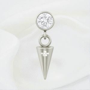 Joya hanger spike y cristal blanco bezel / Helix piercing, titanio grado implante