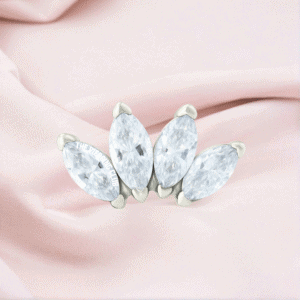Joya marquise x4 cristal blanco deluxe / Helix piercing, titanio grado implante