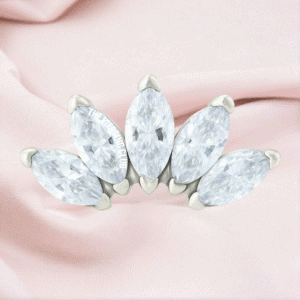 Joya marquise x 5 cristal blanco deluxe / Helix piercing, titanio grado implante