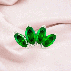 Joya marquise x4 cristal verde esmeralda deluxe / Helix piercing, titanio grado implante