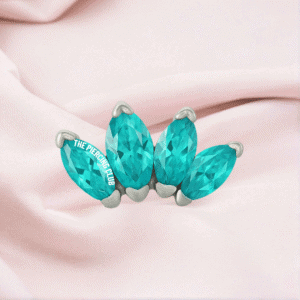 Joya marquise x4 cristal aguamarina deluxe / Helix piercing, titanio grado implante