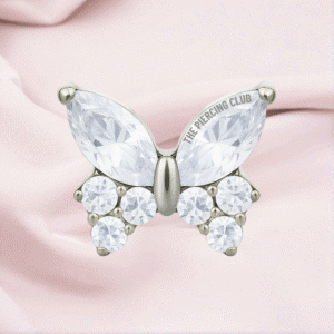 Joya mariposa cristal blanco deluxe / Helix piercing, titanio grado implante