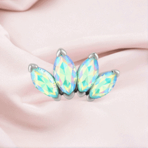 Joya marquise x4 cristal aurora boreal deluxe / Helix piercing, titanio grado implante
