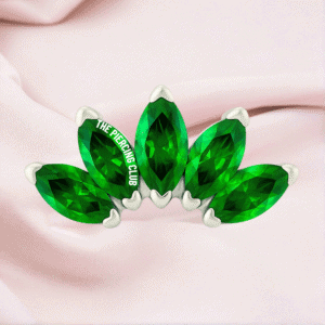 Joya marquise x 5 cristal verde esmeralda deluxe / Helix piercing, titanio grado implante