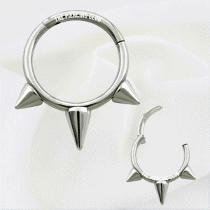 Aro, argolla 3 puntas liso / Daith piercing titanio grado implante